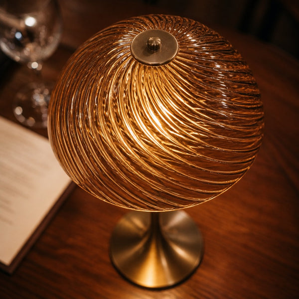 Solstice Amber Swirl Mushroom Table Lamp