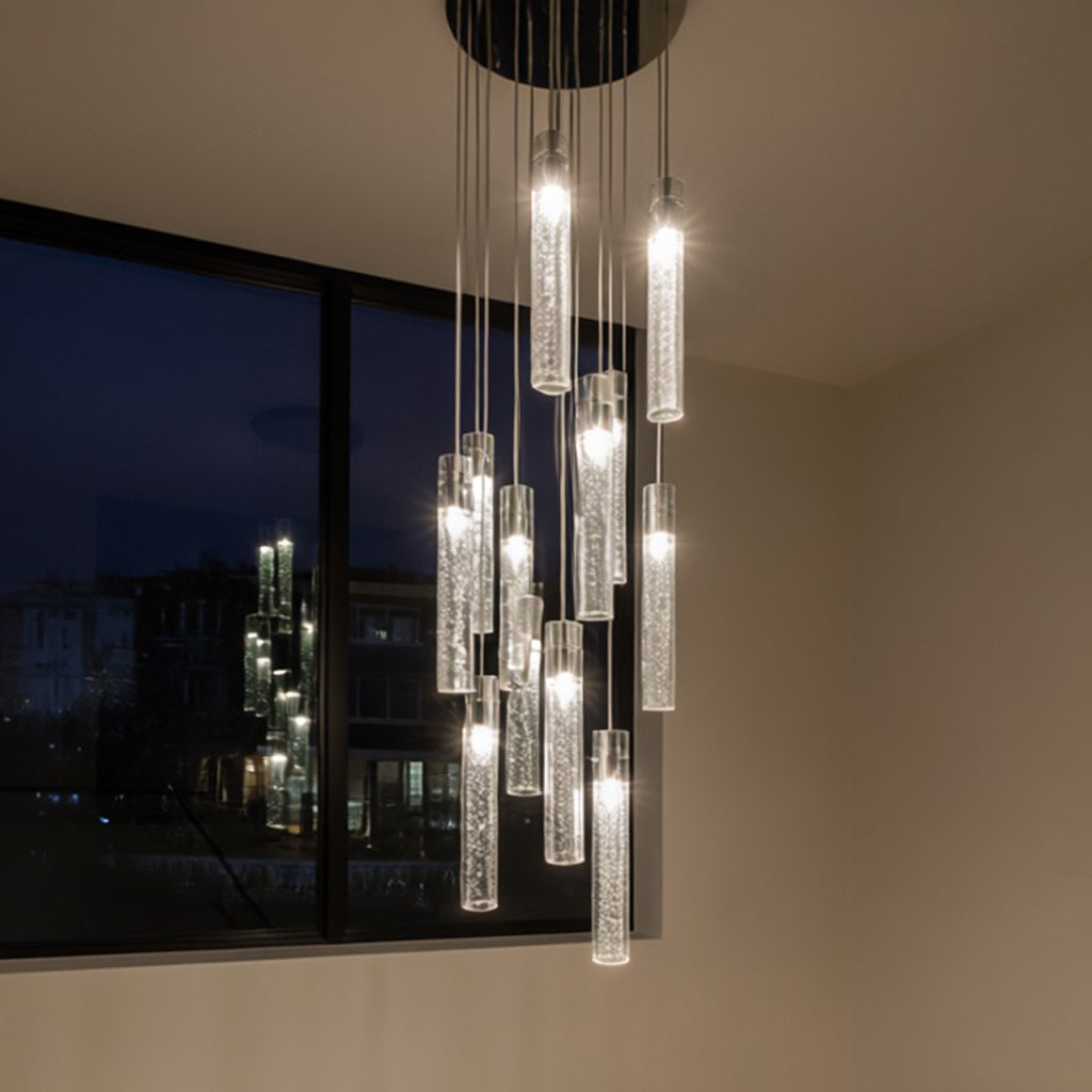 Starlight Crystal Column Multi-Light Pendant Chandelier