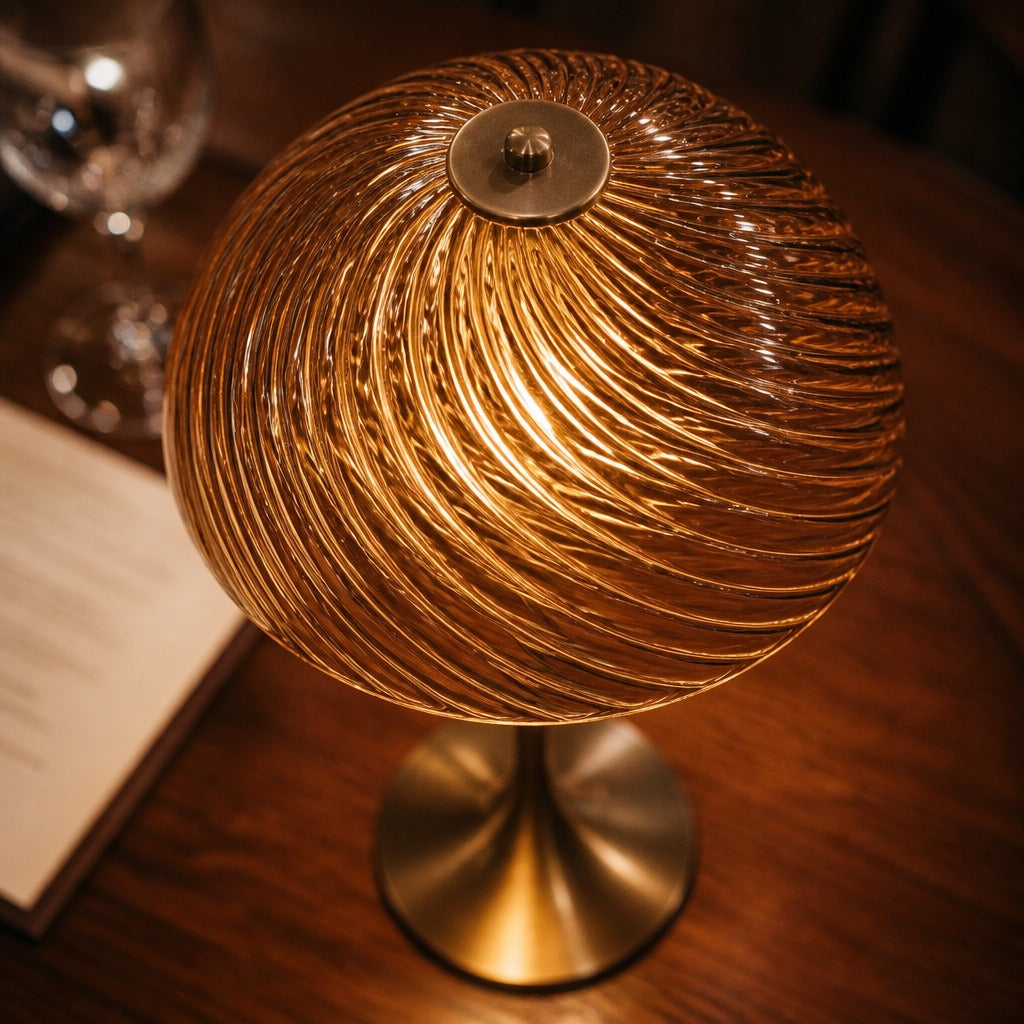 Solstice Amber Swirl Mushroom Table Lamp