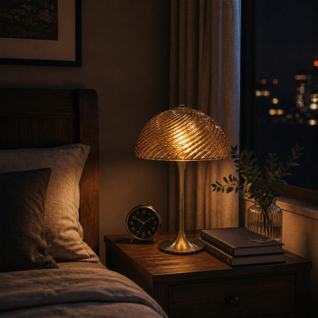 Solstice Amber Swirl Mushroom Table Lamp